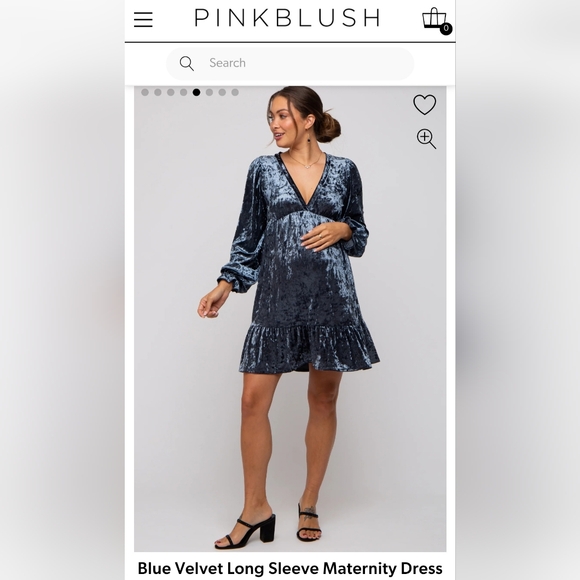 Pinkblush Blue Ruffled Tiered Long Sleeve Maternity Dress - Picture 5 of 7